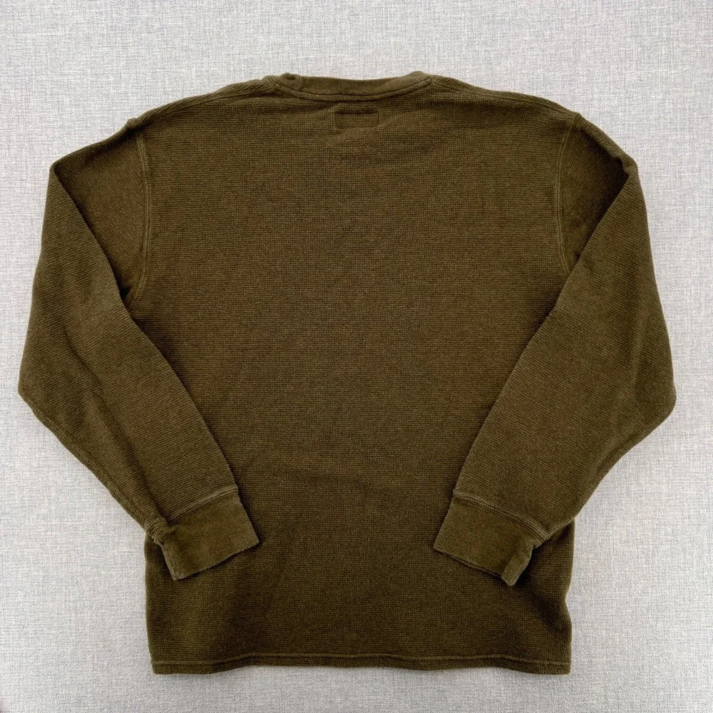 Polo‎ Ralph Lauren Waffle Knit Thermal Shirt Men Large Olive Cotton Preppy Y2K